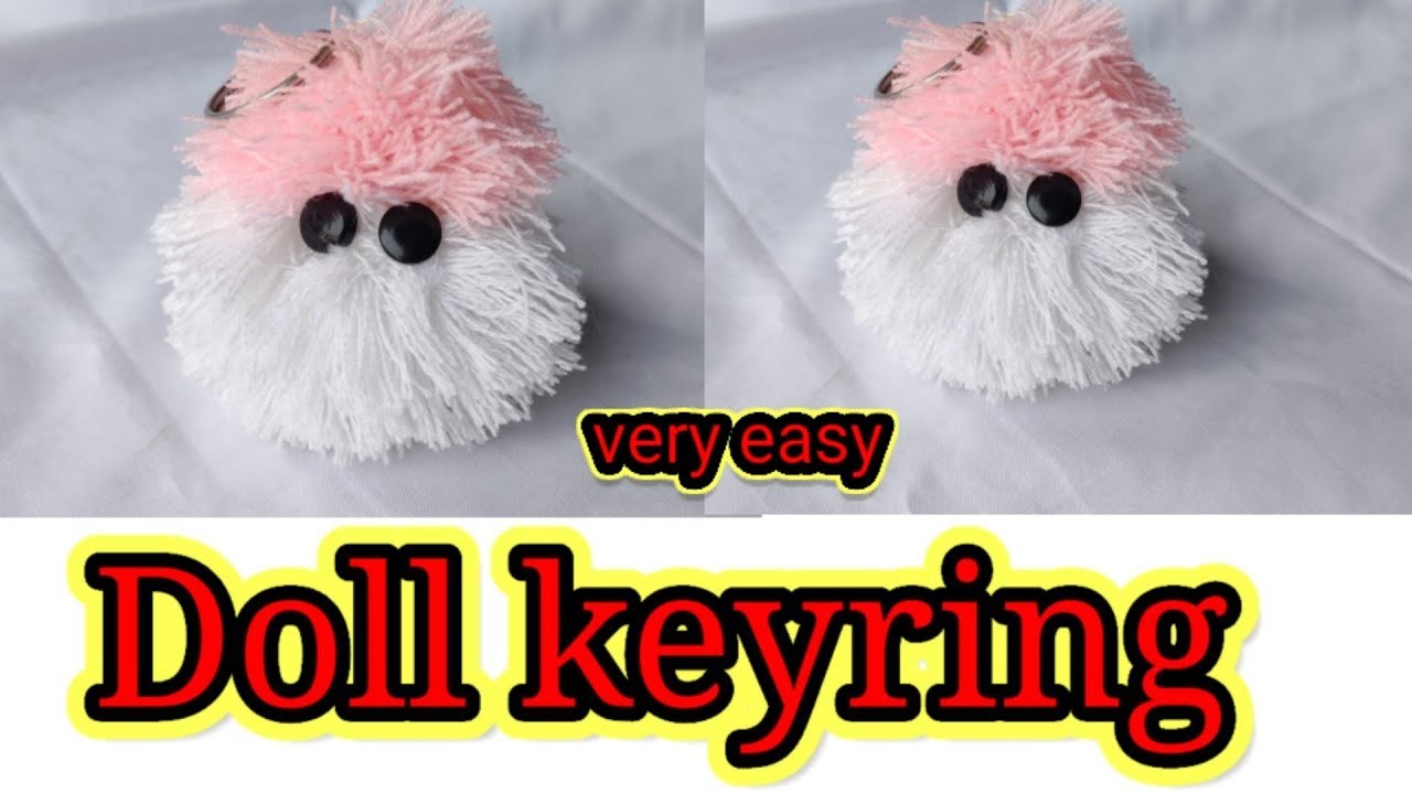 How to make DIY pom pom doll keyring|keychain |bag charms|cute & beautiful pom pom doll|