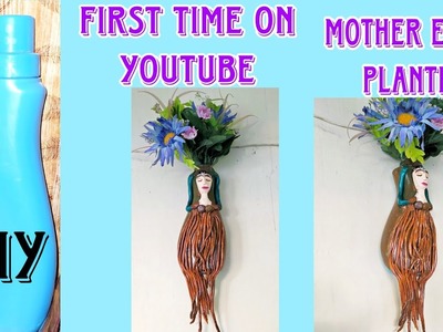 How to make Mother Earth planter.Diy.Best out of waste #Diy #claycraft #plasticbottlecraft