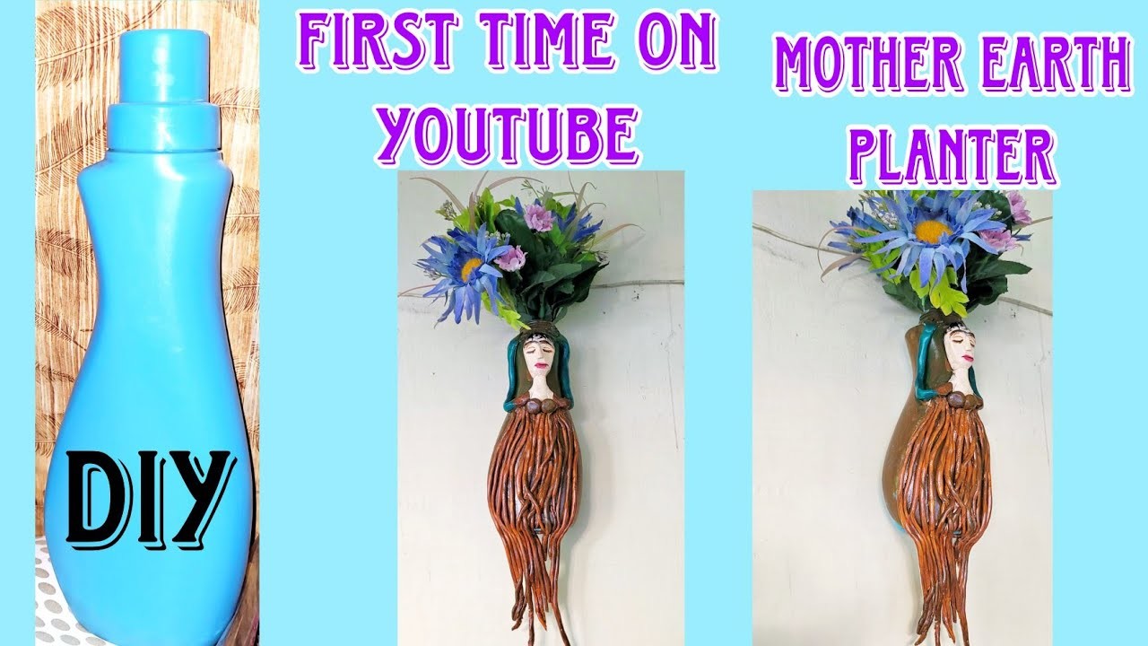 How to make Mother Earth planter.Diy.Best out of waste #Diy #claycraft #plasticbottlecraft