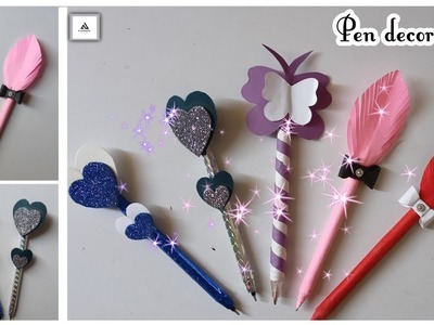 How to make pen decoration | Diy cute pen | 5 esay pen decorations ideas | paper craft