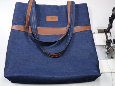 How to Sew A Denim Tote Bag with Pockets and Lining | No Zippers