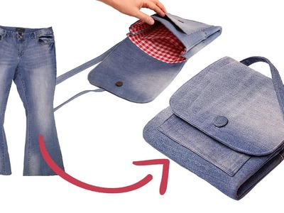 How to sew a simple handmade shoulder bag out of old jeans!