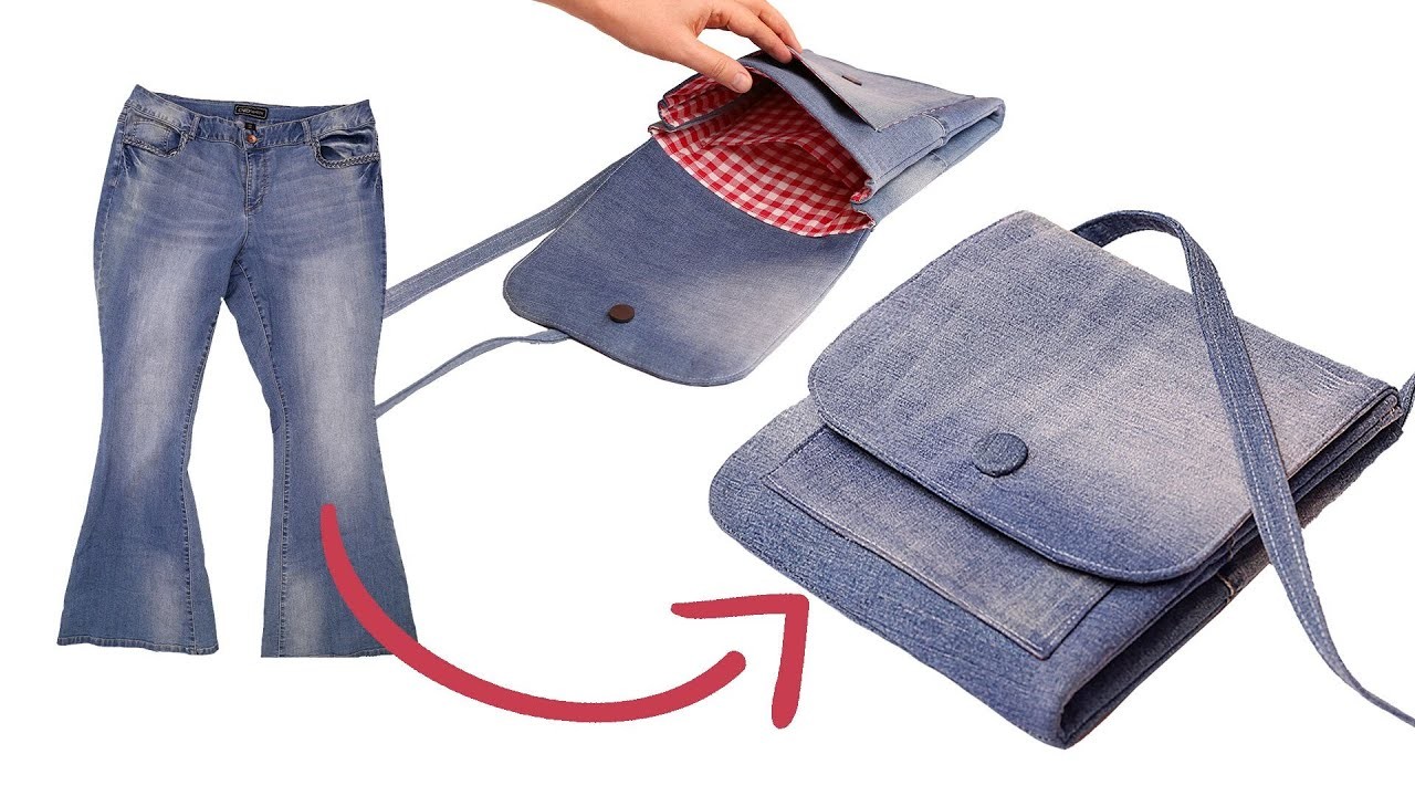 How to sew a simple handmade shoulder bag out of old jeans!