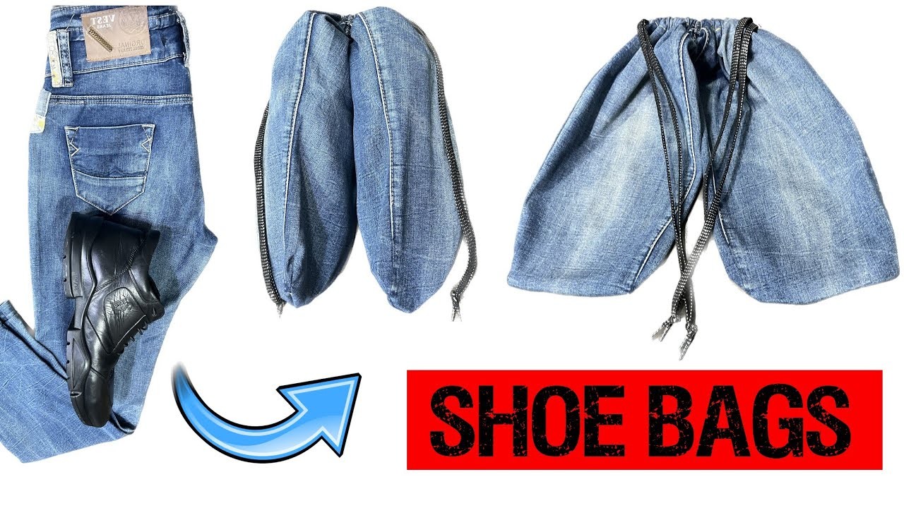 How to turn old jeans into shoe bags. DIY old jeans!