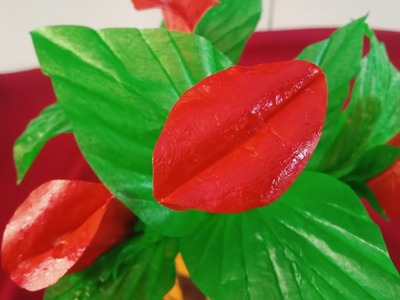 Making Red Lips Flowers. Psychotria Elata From Used Plastic Crackles