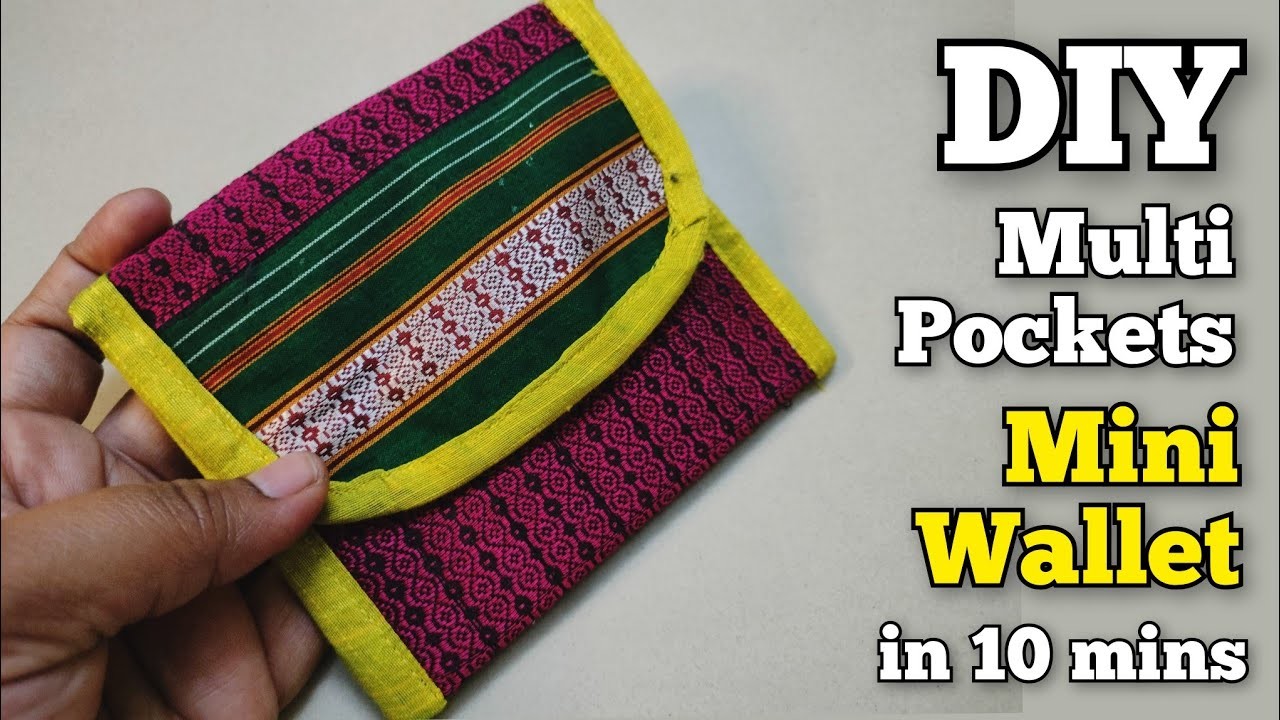 Mini wallet with 3 pockets. Hand purse making at home| Coin Pouch. bag cutting and stitching at home