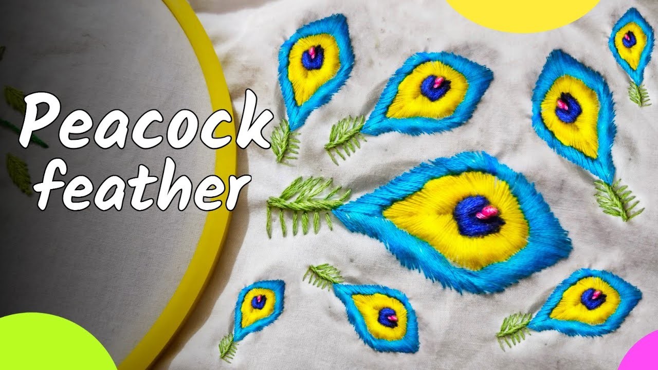 Peacock feathers from threads-Colourful diy craft.embroidery designs#viral