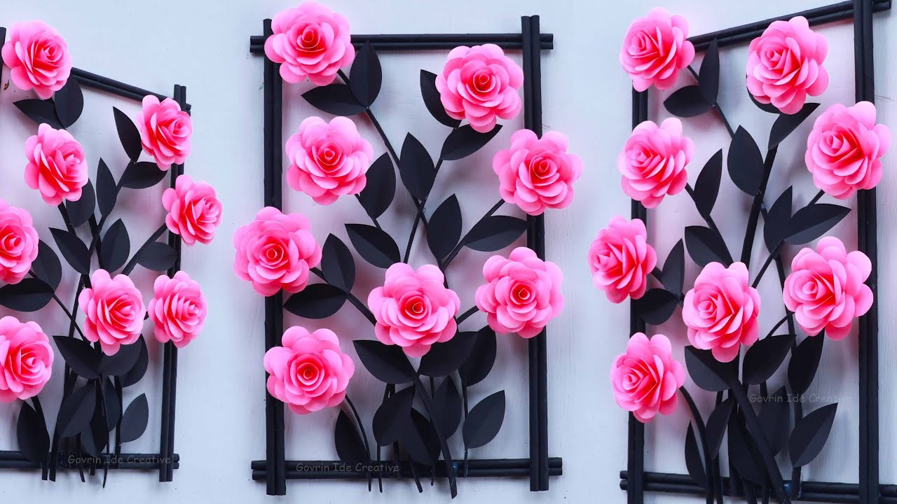 Rose wall hanging craft | Home Decoration Ideas | Ide Kreatif Galery Bingkai Hiasan Dinding