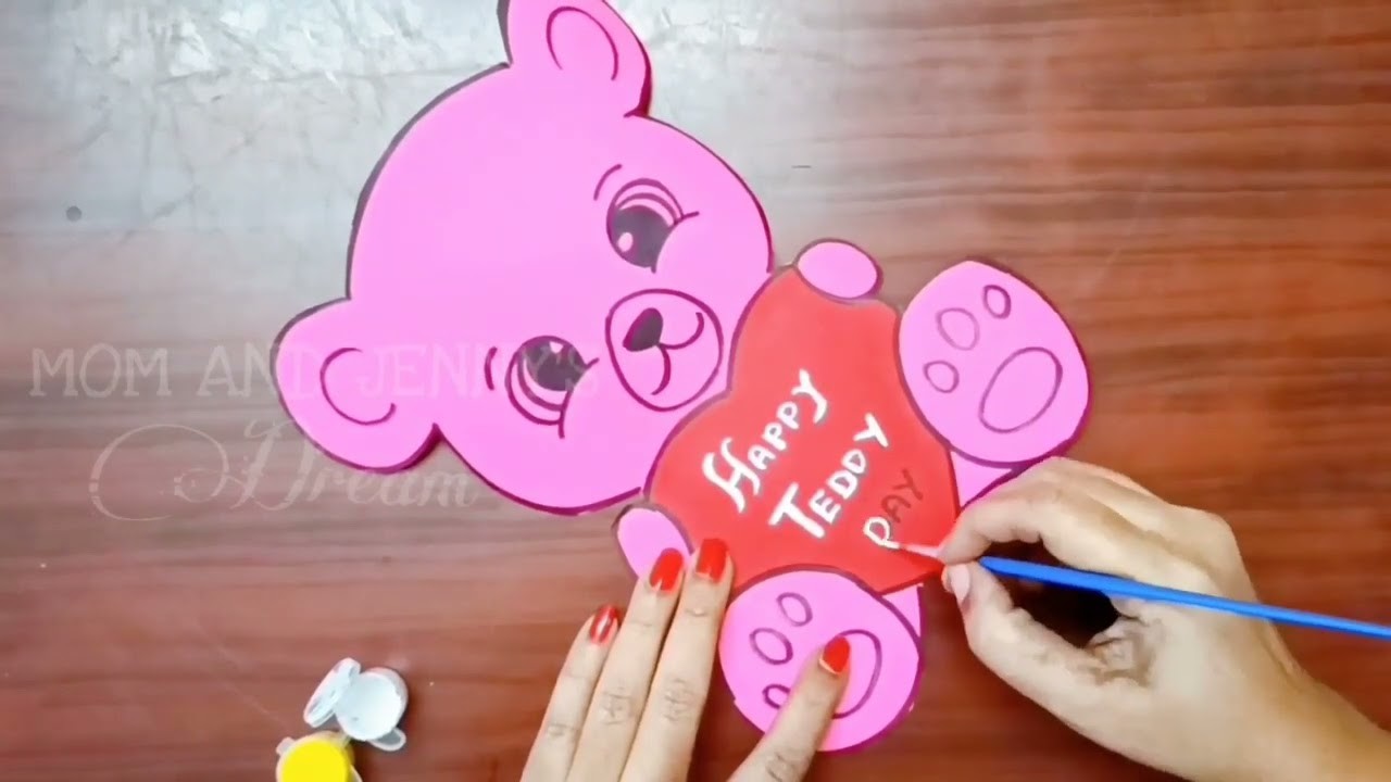 ????Teddy day card making ideas.Diy Easy Greeting card for Valentine's Day.Cute gift ideas.Paper craft.