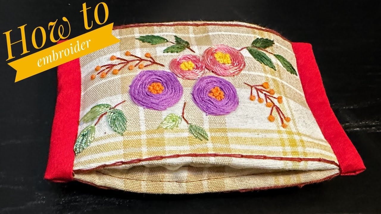 The difference between embroidery with DMC thread and silk thread - easy to sew fabric napkin