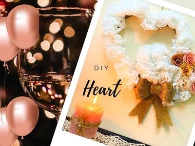Valentines day heart wreath | Valentines day decor | Diy heart wreath with tissue paper #diy #craft
