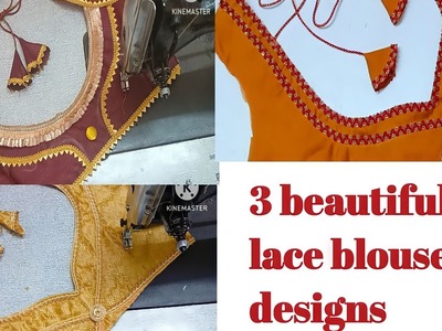 3 beautiful lace blouse back neck designs cutting and stitching. blouse designs