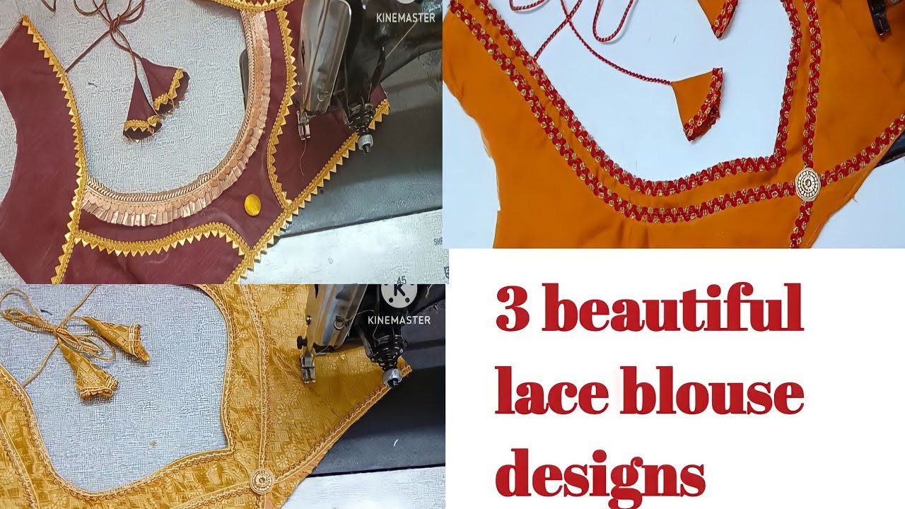 3 beautiful lace blouse back neck designs cutting and stitching. blouse designs