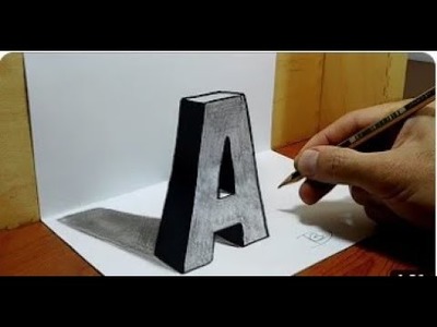 3D Trick Art on Paper, Letter A with Graphite Pencil Art and Drawing videos| Pencil sketch,