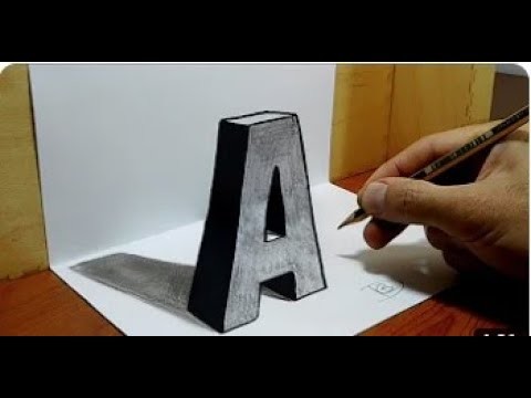 3D Trick Art on Paper, Letter A with Graphite Pencil Art and Drawing videos| Pencil sketch,