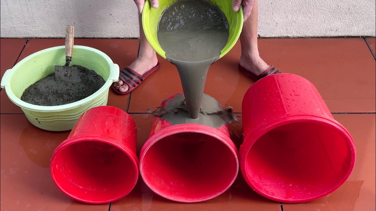 Amazing Ideas From Old Cement And Plastic Containers - DIY Cement Flower Pots for Garden Decoration