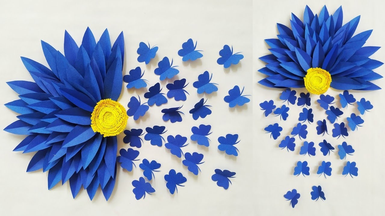 Beautiful Paper Flower Wall Hanging.Paper Flower Easy Wall Decor.room decoration idea with paper