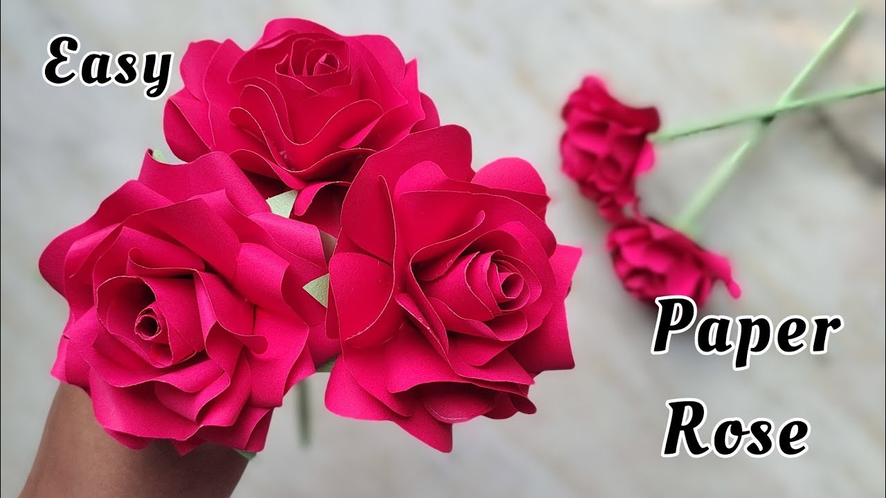 Beautiful Paper Rose Flower Making Idea
