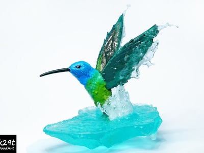 Bird in hand. Diorama. Resin Art