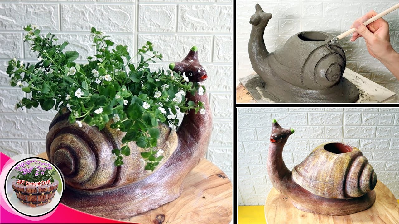 Cute Snail-Shaped Concrete Planter - Easy DIY Project for Garden Decoration