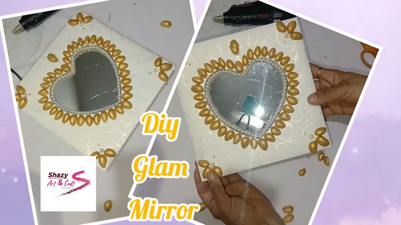 Diy mirror decor with pista shell | wall hanging pista shell easy craft | shazy art & craft #
