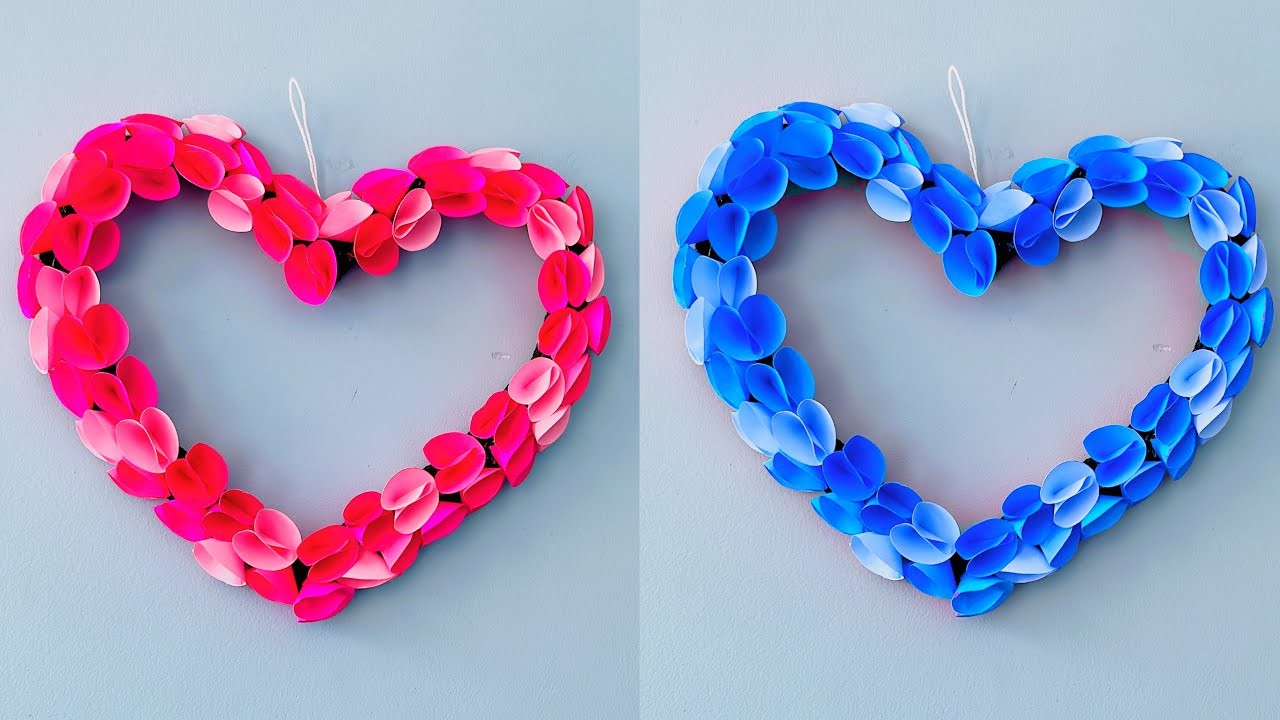 Easy Heart Wall Hanging. Quick Paper Craft For Home Decoration. Easy Wall Mate. DIY Wall Decor
