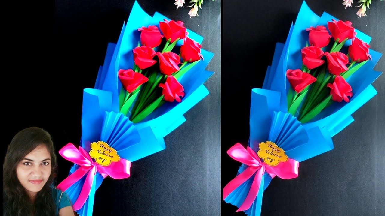 Flower bouquet making with paper for valentine's day | valentine's day craft ideas | diy