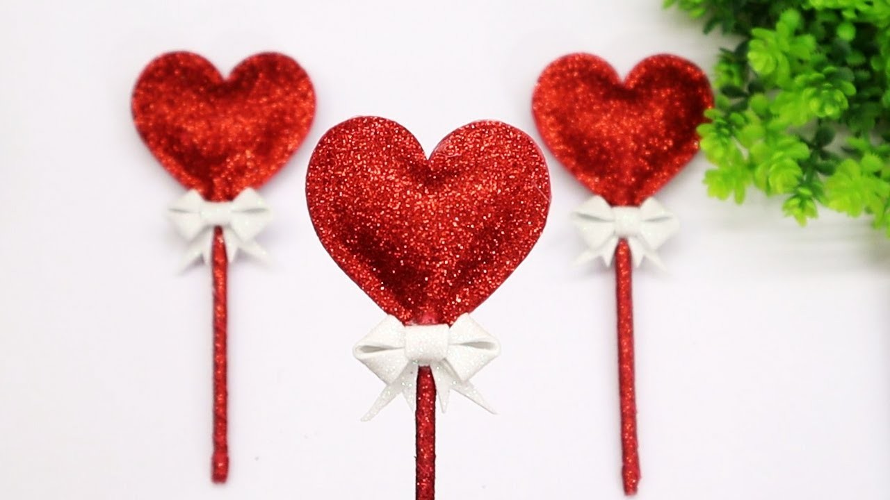 Heart Lollipop ❤️ How to Make 3D Heart with Foam Sheet ❤️ Valentine's Day Craft