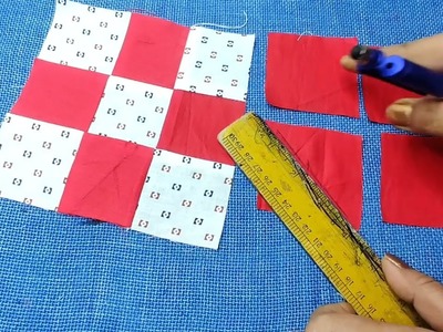How to make an easy patchwork quilt block. faliya ki design. patchwork bedsheet Design