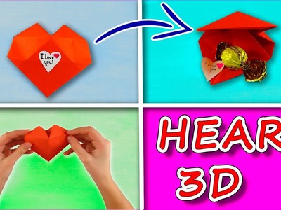 Origami heart 3d. heart for valentines day.  paper heart