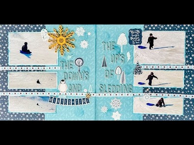 SCRAPBOOKING STORE JANUARY KIT LAYOUT #2 | THE DOWNS AND THE UP'S OF SLEDDING | DOUBLE PAGE LAYOUT