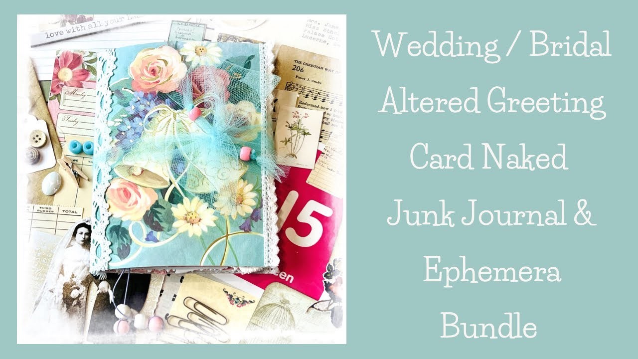Sold - Bridal. Wedding Altered Greeting Card Junk Journal & Ephemera Bundle Flip Through.