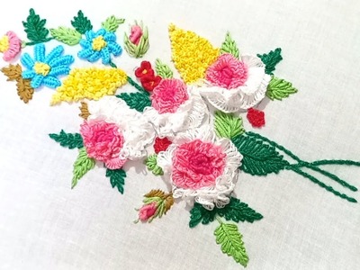 3D bouquet embroidery #embroidery #handembroidery #embroiderydesign #embroideryforbeginners
