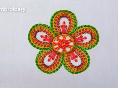 Amazing Hand Embroidery 3 (Three) Step Modern Flower Design With Super Easy Needle Sewing Tutorial