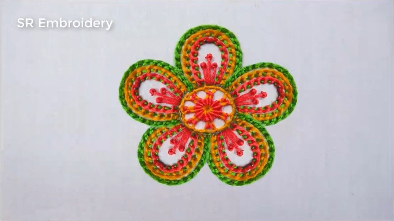 Amazing Hand Embroidery 3 (Three) Step Modern Flower Design With Super Easy Needle Sewing Tutorial