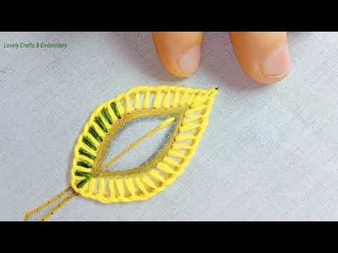 Amazing Leaf Embroidery Design With Easy Trick - Leaf Hand Embroidery Stitch For Beginners