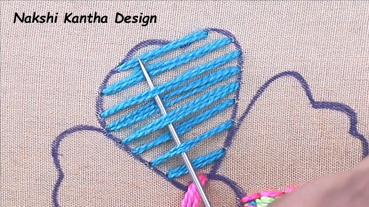 Amazing Needle Point Art Checkered Stitch Embroidery for making a hand embroidery flower design