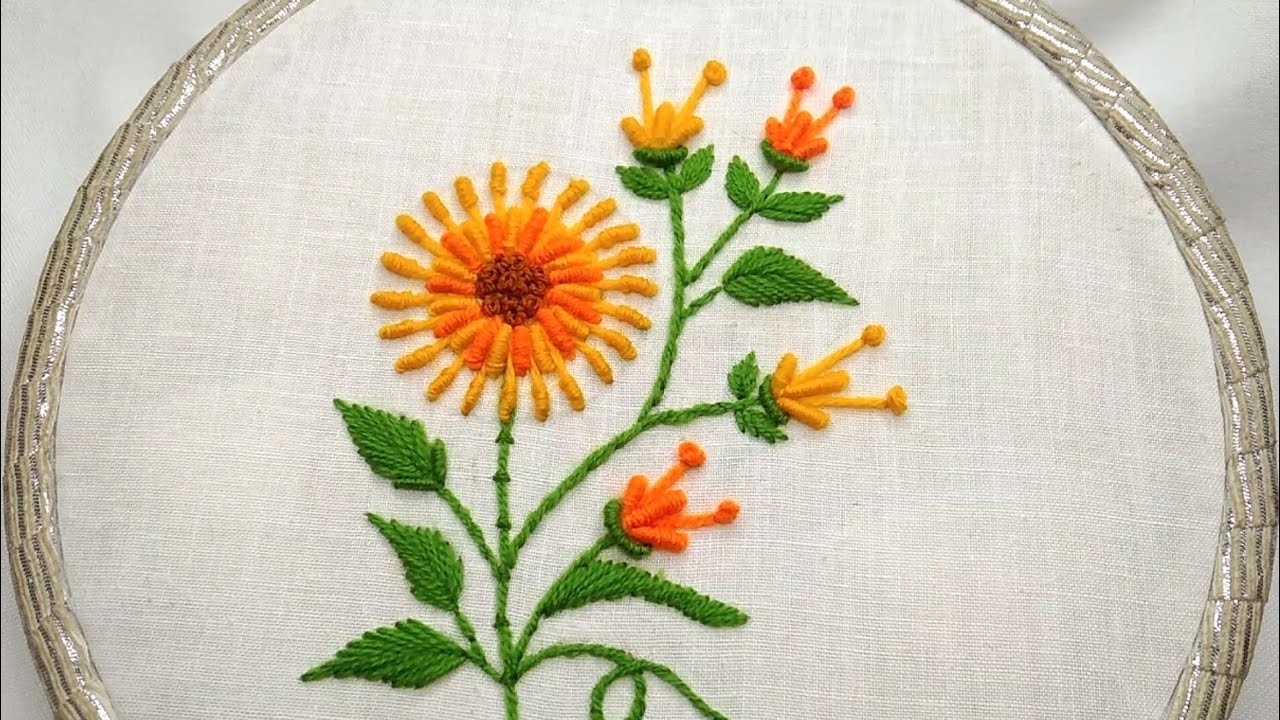 Beautiful Brazilian Embroidery, Hand Embroidery Brazilian Stitch, Floral Embroidery Design
