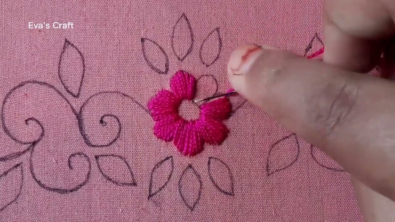 Beautiful flower design embroidery || Borderline Hand Embroidery