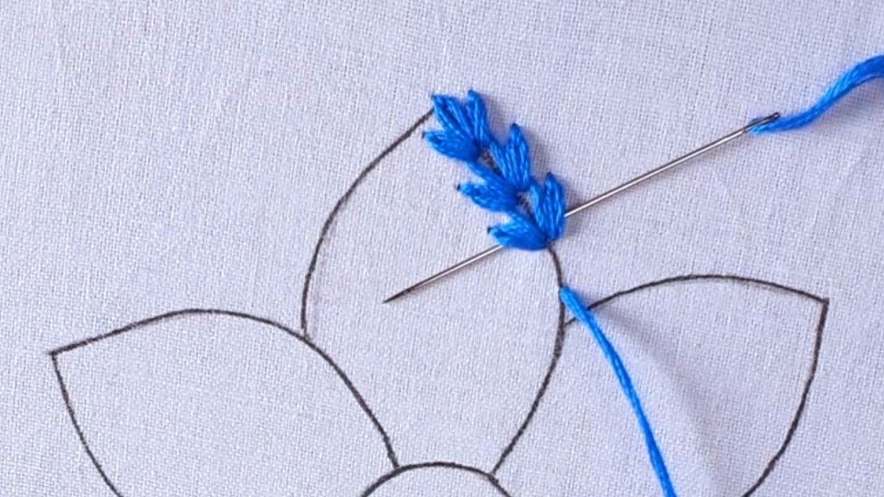 Beautiful flower hand embroidery tutorial.Needle point.Bordado fentacia, basic lazy daisy stitch art