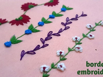 Borderline Embroidery | Hand Embroidery Border Design | Easy border design | Basic Stitches