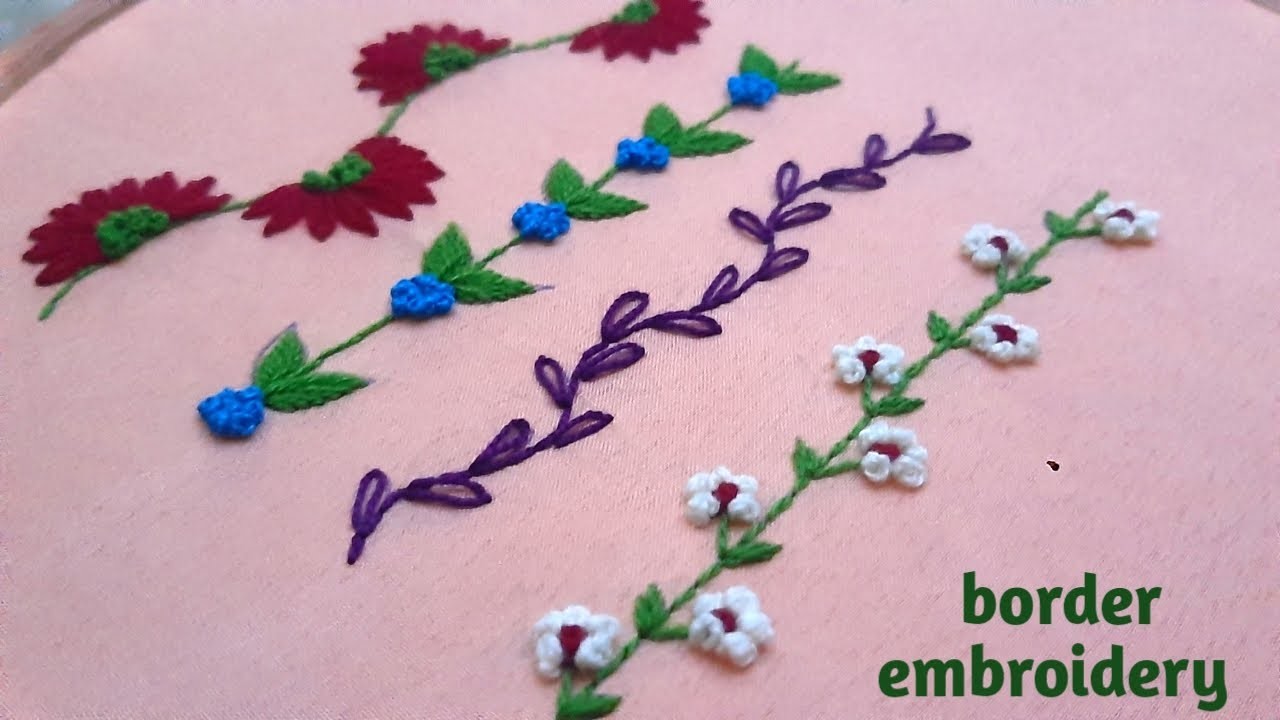 Borderline Embroidery | Hand Embroidery Border Design | Easy border design | Basic Stitches