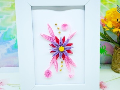 Dazzling Pink Bouquet Delight: Crafting a Quilled Bouquet of Geranium Flowers Adorned with Pearls