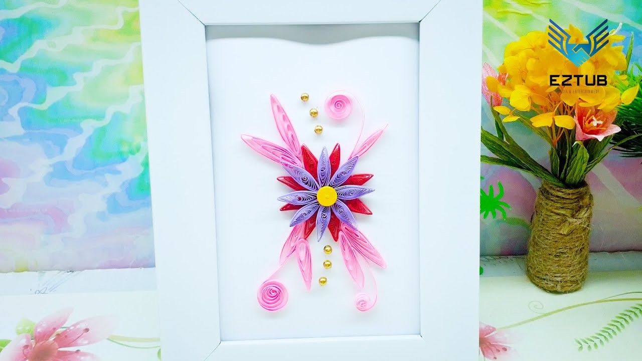 Dazzling Pink Bouquet Delight: Crafting a Quilled Bouquet of Geranium Flowers Adorned with Pearls