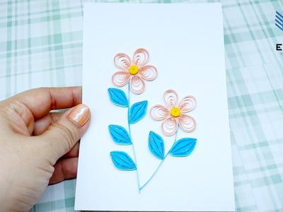 Detailed instructions for easy poinsettia flower quilling card gift with the meaning of success