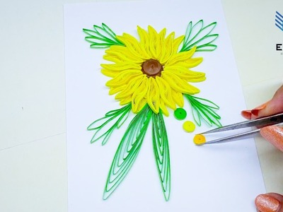 DIY frame photo with quilling sunflower pretty | Handmade quilling card