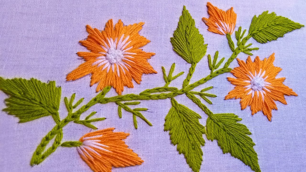Easy Beautiful Embroidery Work | Hand Embroidery Flower Design | Creative Embroidery Tips