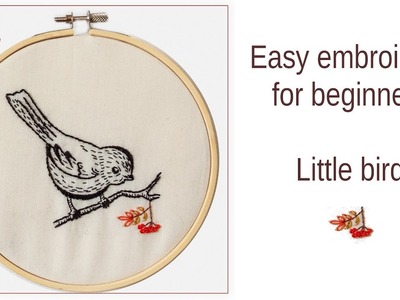 Easy bird hand embroidery for beginners - Embroidery for tote bag