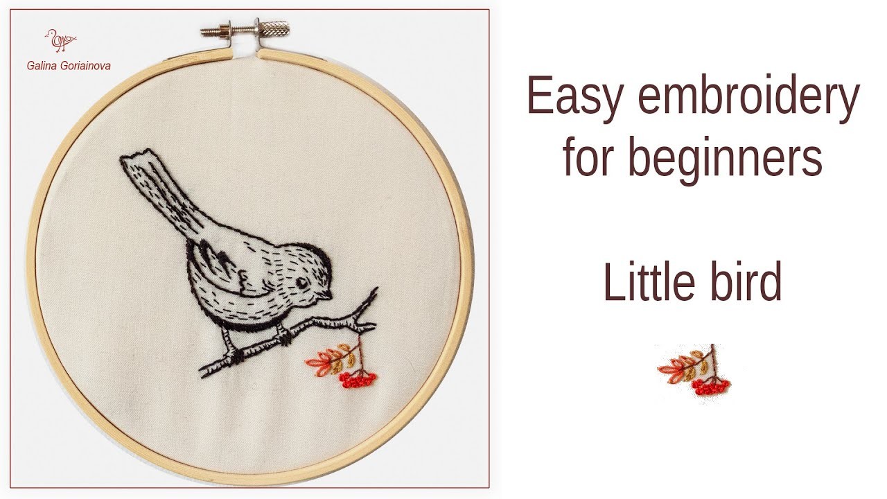 Easy bird hand embroidery for beginners - Embroidery for tote bag