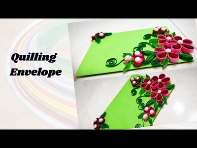 Easy handmade envelope with quilling paper design.